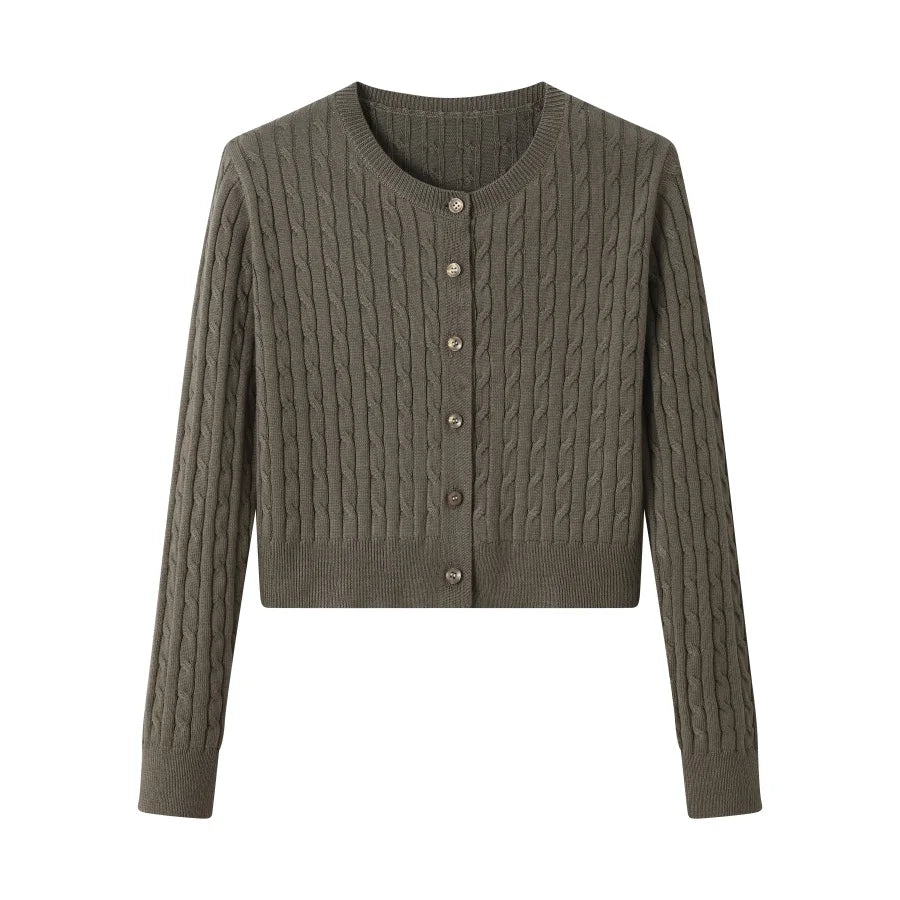 Cable-Knit Cardigan + Ribbed Mockneck Maxi Dress Set