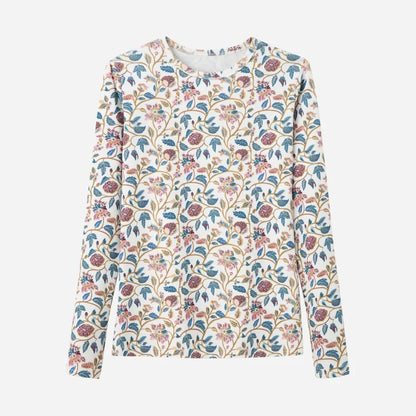 High-Stretch Printed Ribbed Top (Cotton Blend)