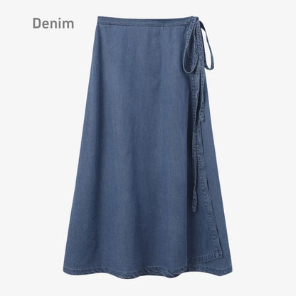 Adjustable Linen Wrap Skirt (Ankle-Length)