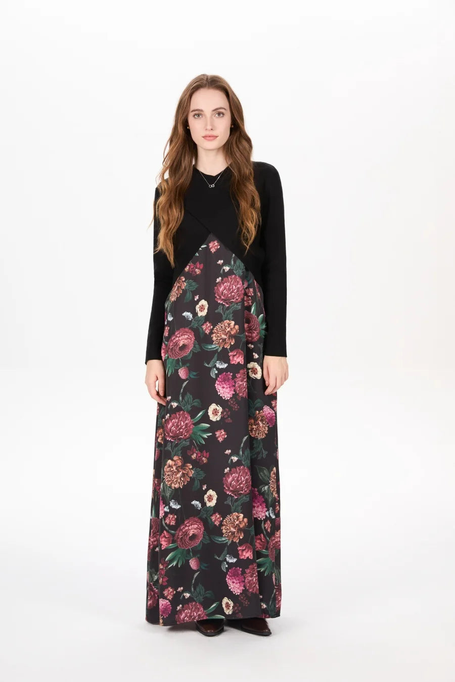 Satin Slip Dress + Knit Cross Top Set (Adjustable Maxi Length)