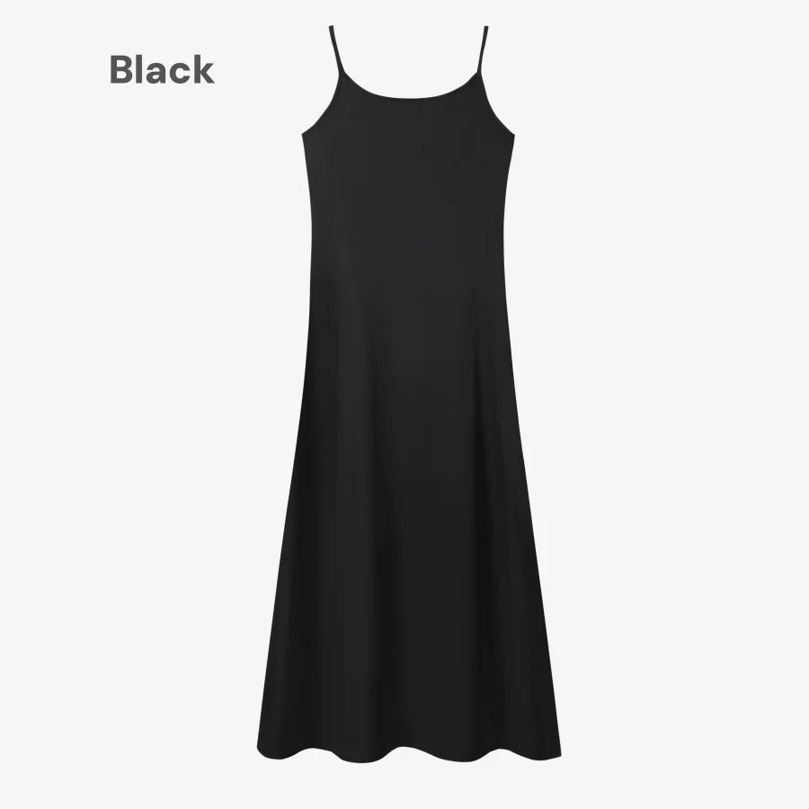 Satin Slip Dress + Knit Cross Top Set (Adjustable Maxi Length)