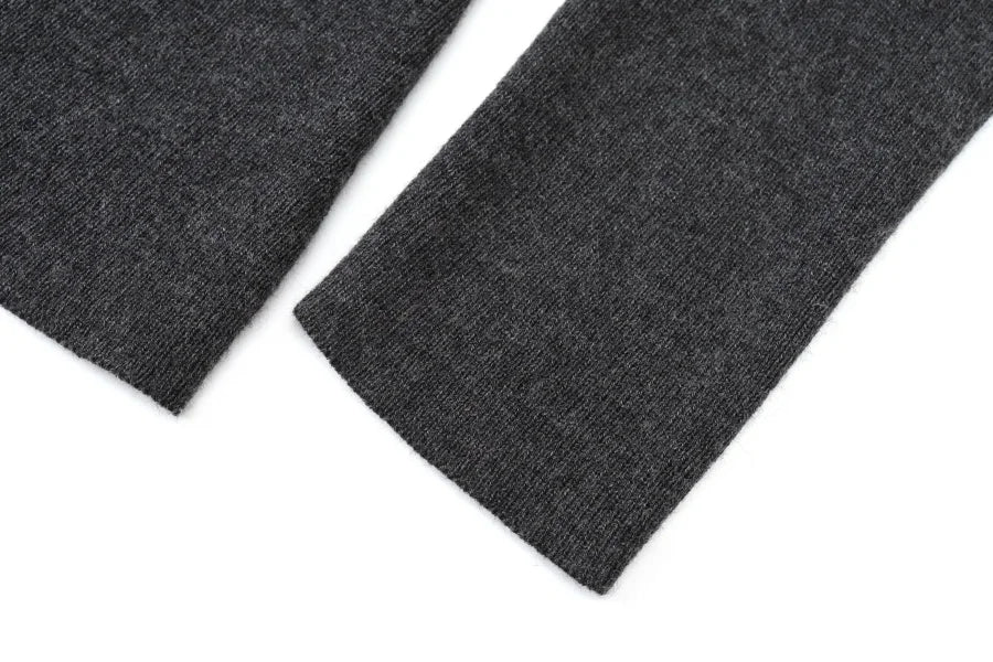 Pinstripe 4-Piece Autumn Set — Slip Dress, Knit Mockneck, Cable Knit, and Pleated Skirt