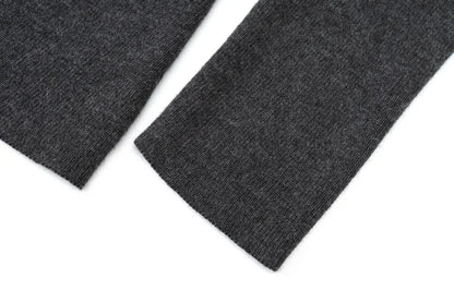 Pinstripe 4-Piece Autumn Set — Slip Dress, Knit Mockneck, Cable Knit, and Pleated Skirt