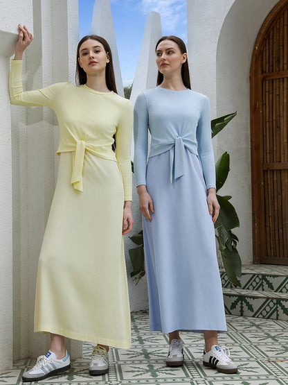 2-Piece Ribbed Wrap Top + Slip Maxi Dress Set