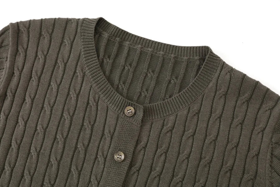 Cable-Knit Cardigan + Ribbed Mockneck Maxi Dress Set