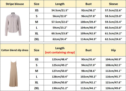 Stripe Blouse & Tencel Slip Dress Set – Modest Two-Piece Spring Fit