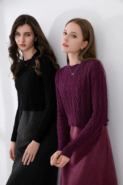 2-Piece Cable Knit Top + Cupro Slip Maxi Dress Set