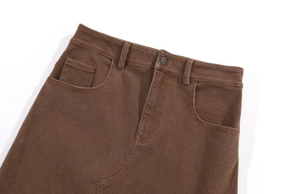 Elastic Denim Maxi Skirt (A-Line Stretch Fit)