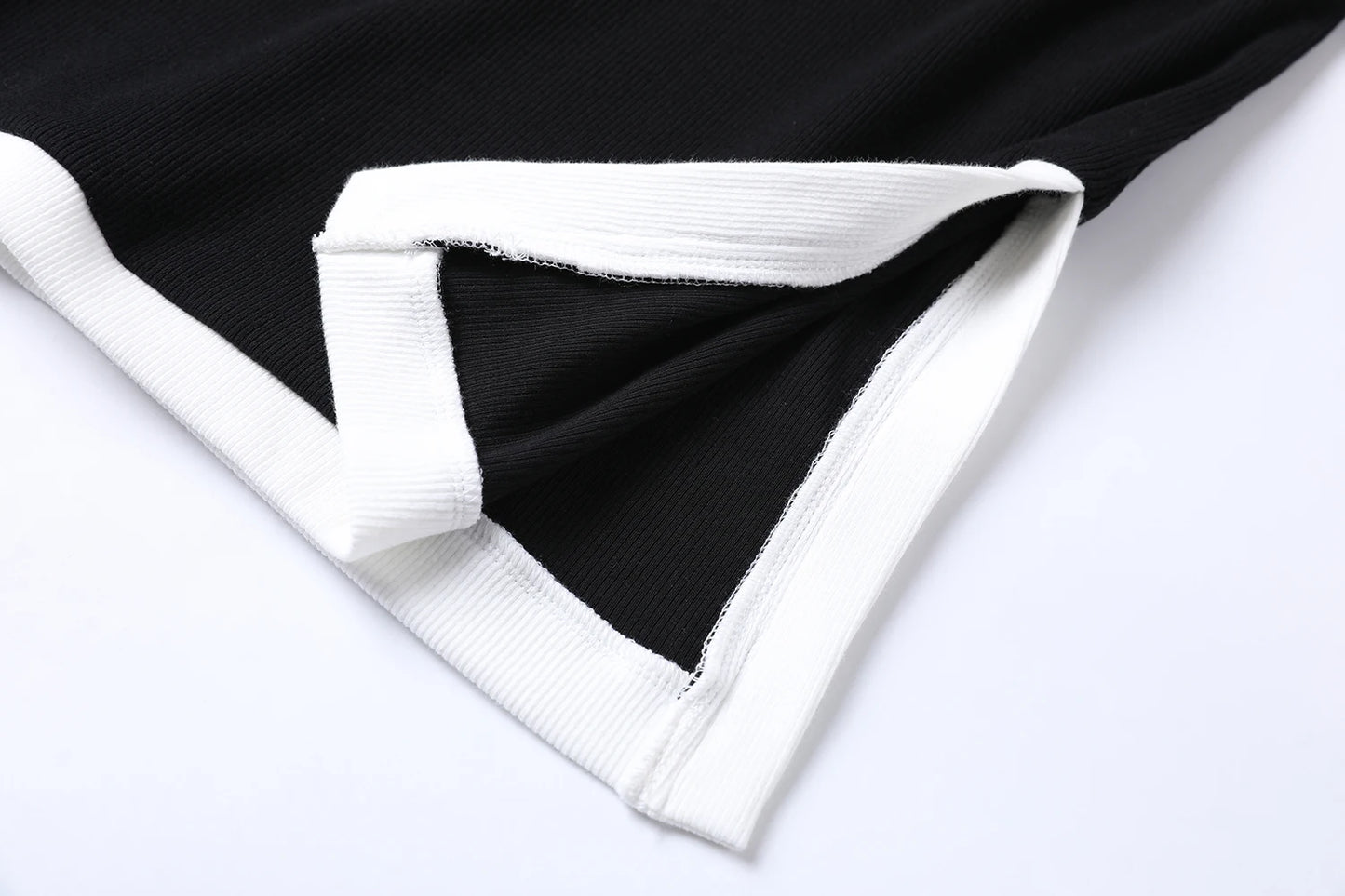 Ribbed Tee & Denim Maxi Skirt Set – Contrast Round Neck Modest Fit