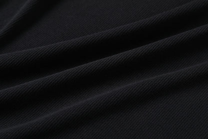 Ribbed Tee & Denim Maxi Skirt Set – Contrast Round Neck Modest Fit