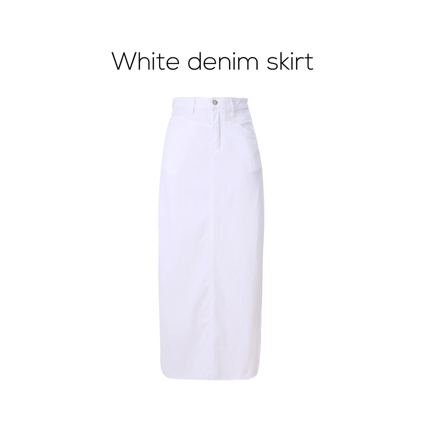 Printed Cotton Blouse & Denim Maxi Skirt Set – Sleeveless Modest Fit