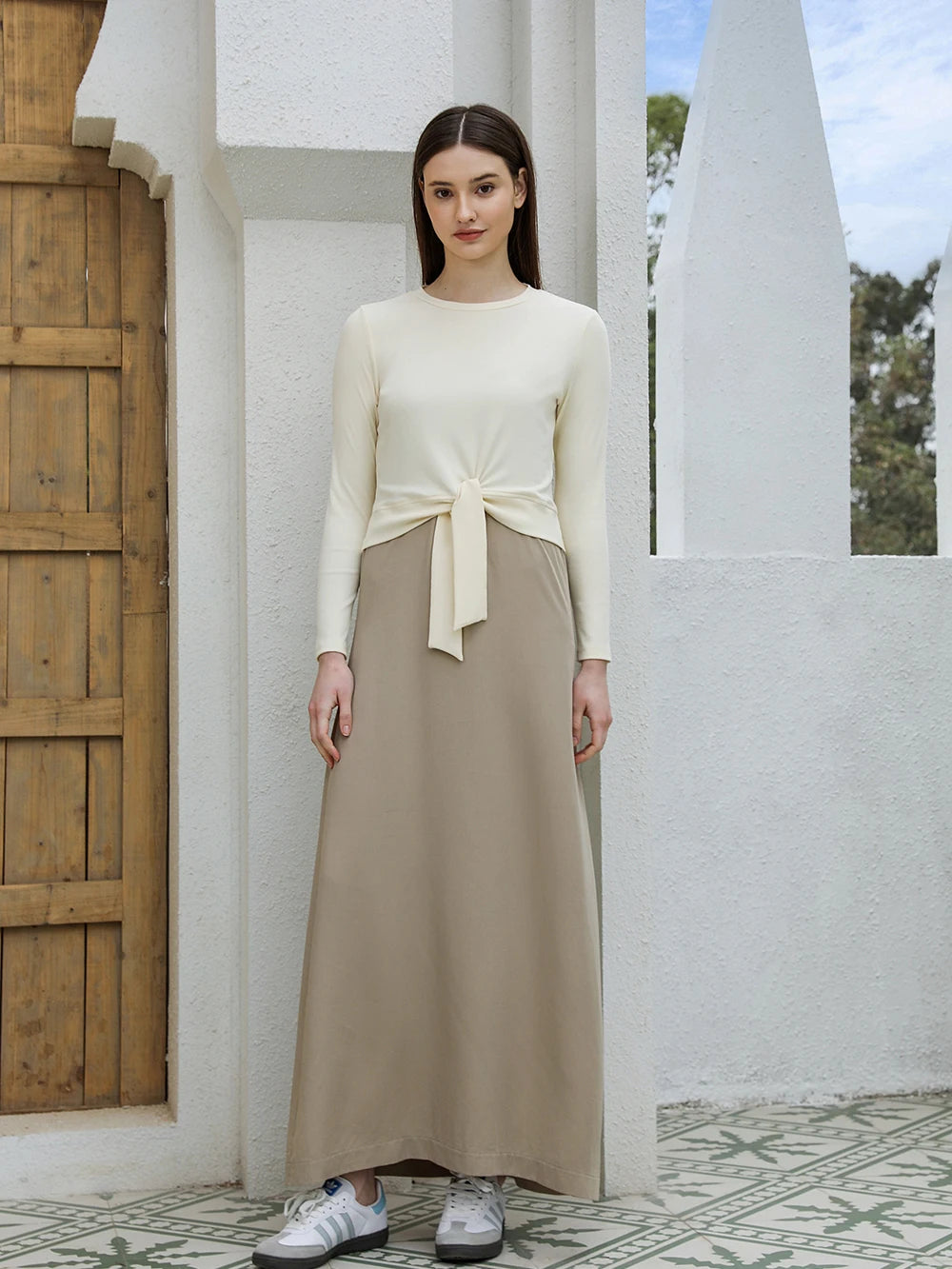 2-Piece Ribbed Wrap Top + Slip Maxi Dress Set