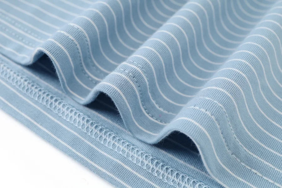 Striped Ribbed V-Neck Top with Batwing Sleeves