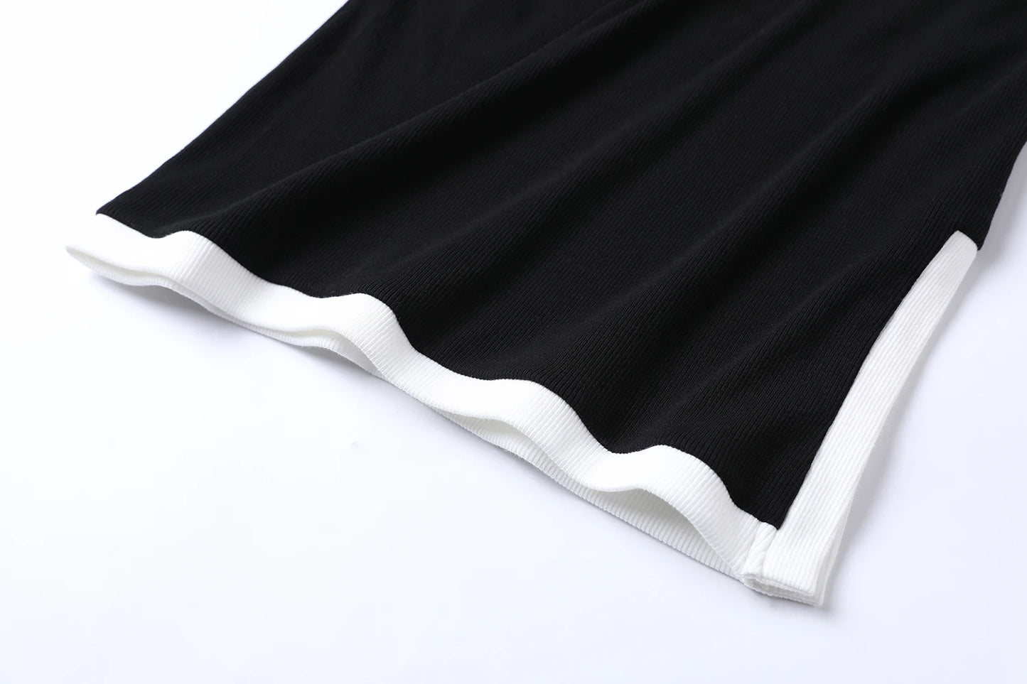 Ribbed Tee & Denim Maxi Skirt Set – Contrast Round Neck Modest Fit