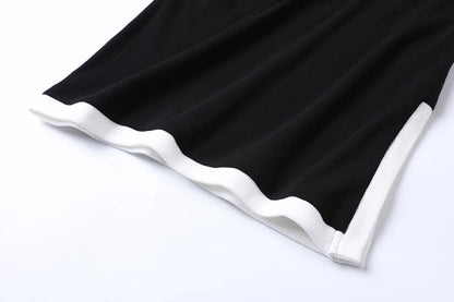 Ribbed Tee & Denim Maxi Skirt Set – Contrast Round Neck Modest Fit