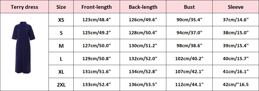 Terry Cotton Collar Maxi Dress – Modest Loose Fit