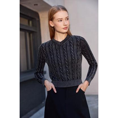 3-Piece Knit Sweater Set – Cable Knit Top + Stretch Skirt + Leather Skirt Option