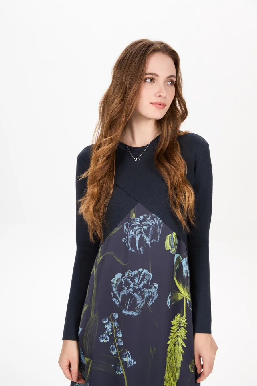 Satin Slip Dress + Knit Cross Top Set (Adjustable Maxi Length)