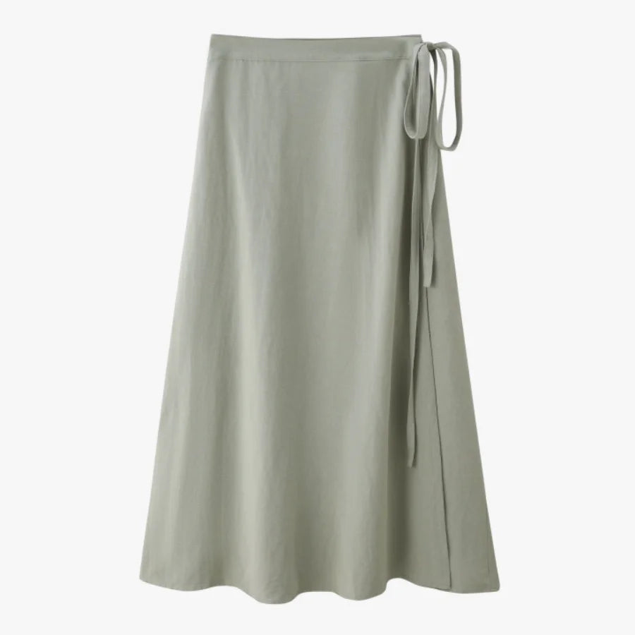 Adjustable Linen Wrap Skirt (Ankle-Length)