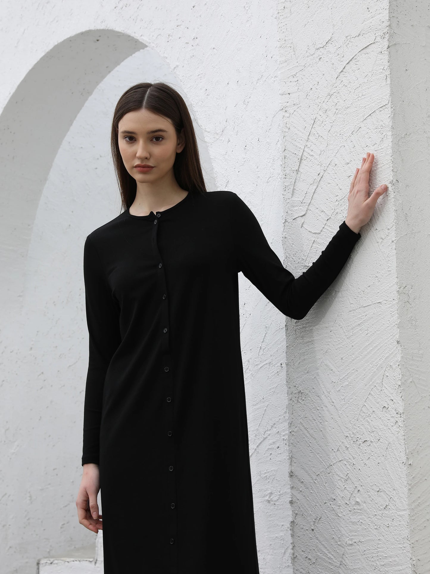 Ribbed Knit Maxi Dress – Soft Stretch Comfort Fit