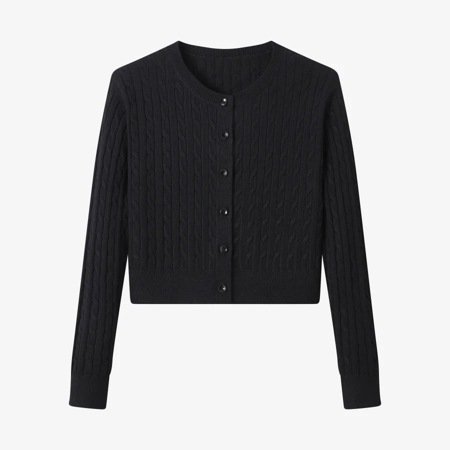 Cable-Knit Cardigan + Ribbed Mockneck Maxi Dress Set