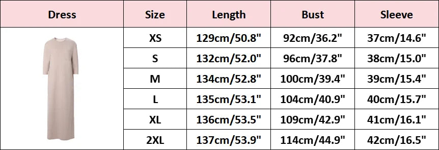 Soft Cotton Maxi Dress – 3/4 Sleeve with Side Pockets