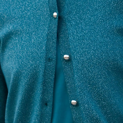 3-Piece Satin Maxi Dress Set – Mesh Inner Top + Modal Shirt + Shimmer Cardigan