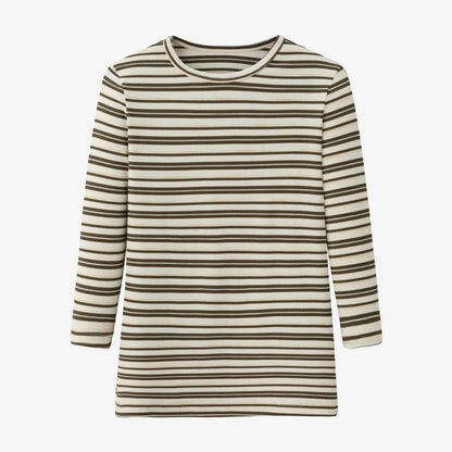 Striped Ribbed Top with 3/4 Sleeves (High Stretch Cotton Blend)