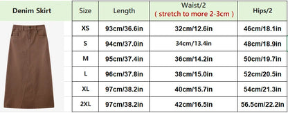 Elastic Denim Maxi Skirt (A-Line Stretch Fit)
