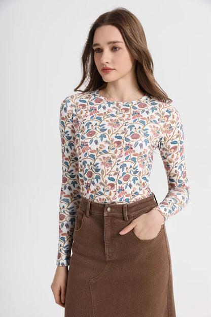 Elastic Denim Maxi Skirt (A-Line Stretch Fit)