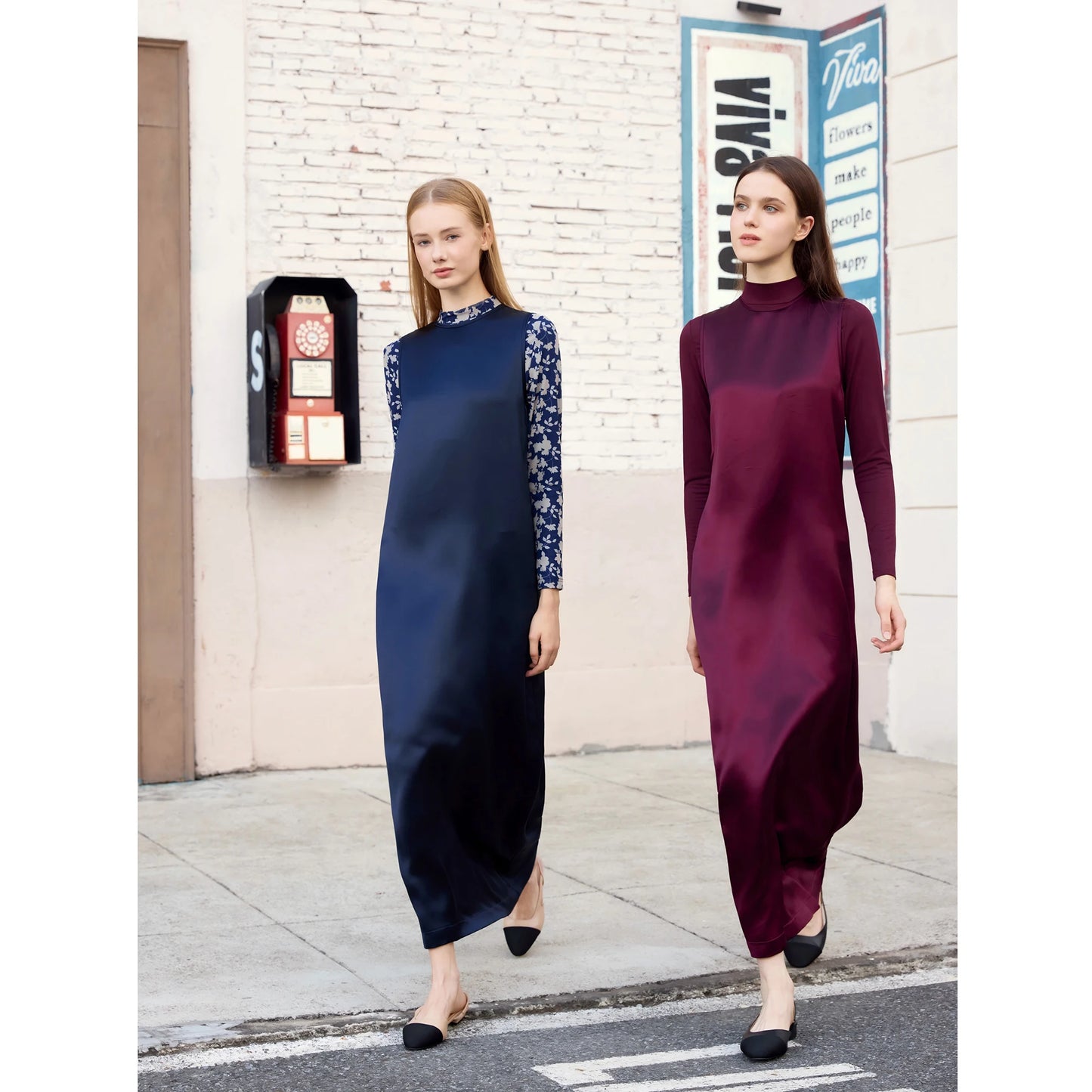 Printed Satin Maxi Dress Set – Mesh Inner Top + Knitted Vest (3-Piece Set)