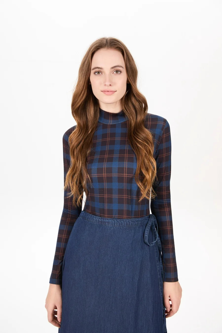 Denim Wrap Skirt (Adjustable Waist, Ankle-Length)