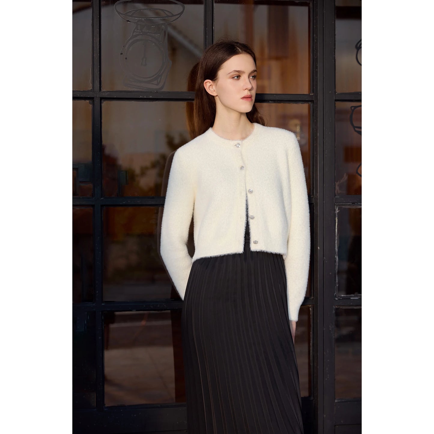 Soft Mohair Knit Cardigan – Classic Button Front