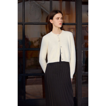 Soft Mohair Knit Cardigan – Classic Button Front