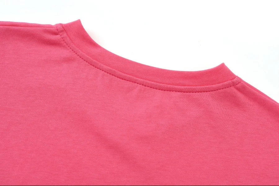 Loose Boxy V-Neck Tee with Drop Sleeves (Cotton Blend)