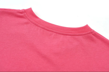 Loose Boxy V-Neck Tee with Drop Sleeves (Cotton Blend)