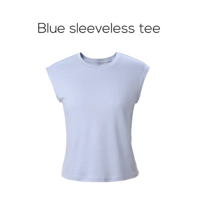 Printed Cotton Blouse & Denim Maxi Skirt Set – Sleeveless Modest Fit