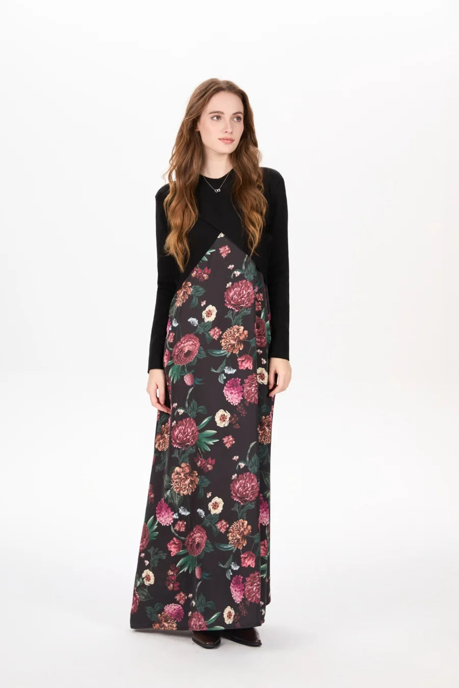 Satin Slip Dress + Knit Cross Top Set (Adjustable Maxi Length)