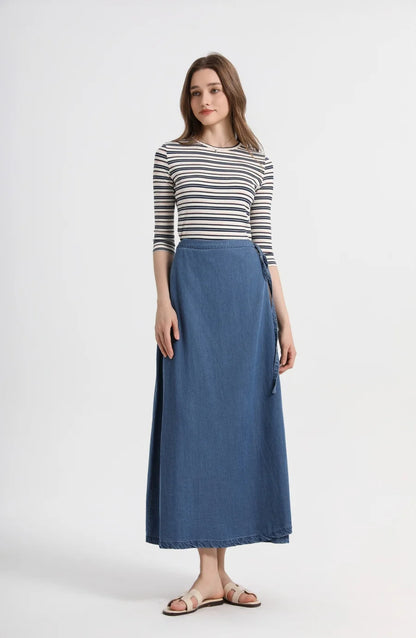 Adjustable Linen Wrap Skirt (Ankle-Length)