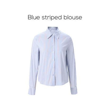 Stripe Blouse & Tencel Slip Dress Set – Modest Two-Piece Spring Fit