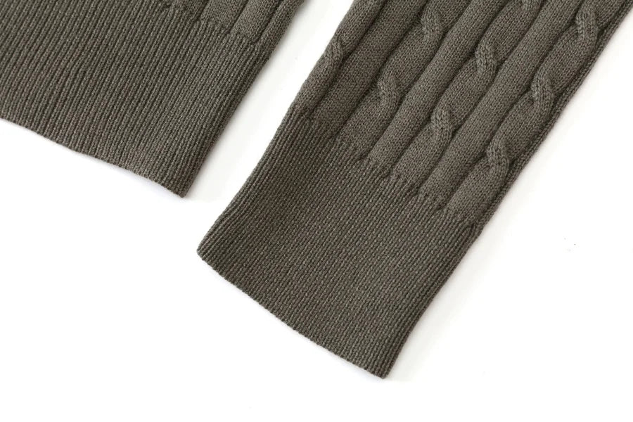 Cable-Knit Cardigan + Ribbed Mockneck Maxi Dress Set