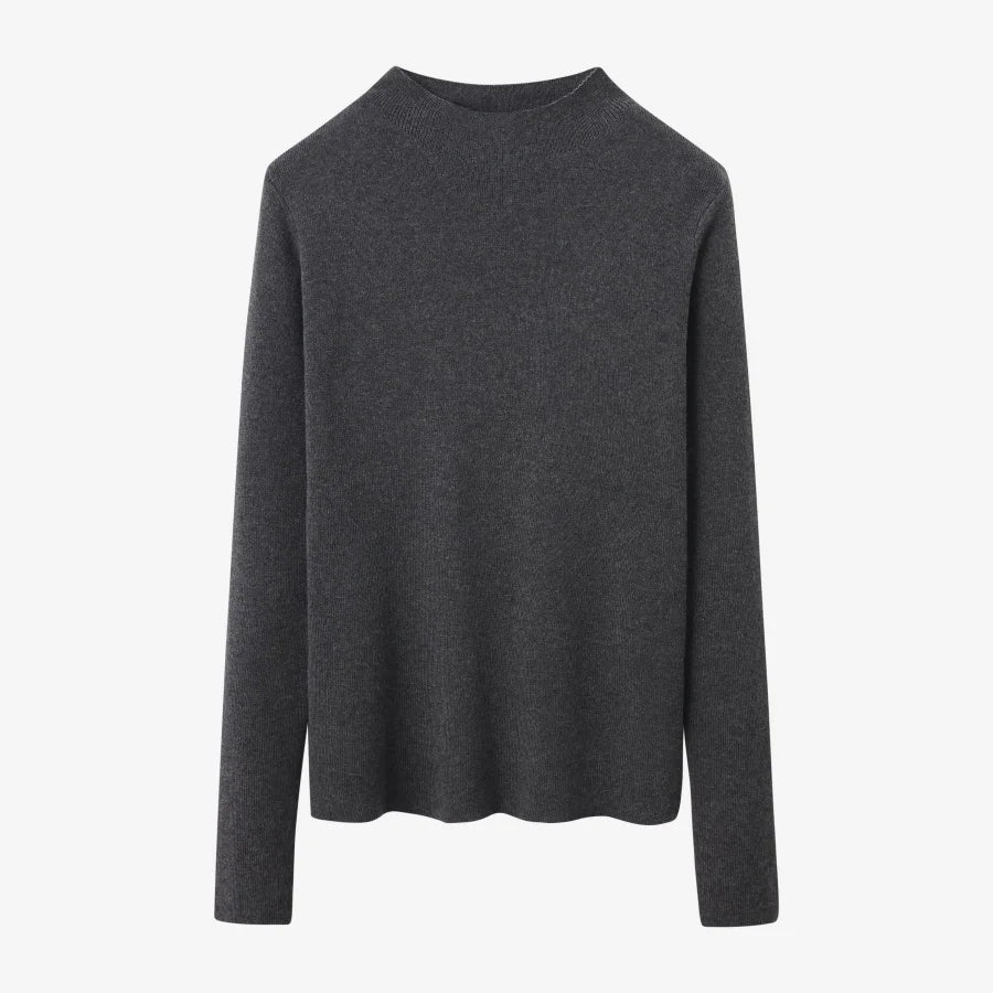 Pinstripe 4-Piece Autumn Set — Slip Dress, Knit Mockneck, Cable Knit, and Pleated Skirt