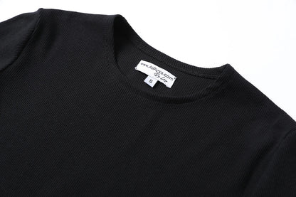 Ribbed Tee & Denim Maxi Skirt Set – Contrast Round Neck Modest Fit