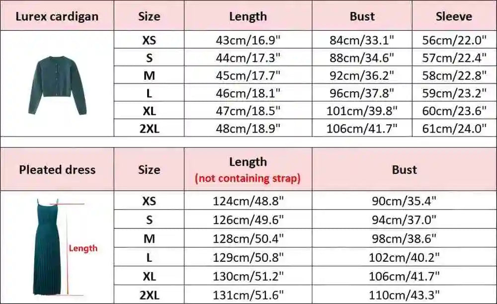 2-Piece Satin Pleated Slip Dress with Shimmer Cardigan