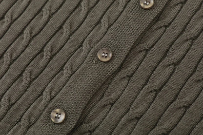 Cable-Knit Cardigan + Ribbed Mockneck Maxi Dress Set