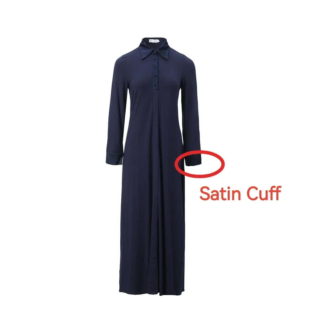 Modal Maxi Dress – Satin Patchwork Cuffs & Batwing Sleeves