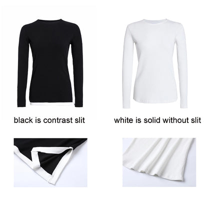 Ribbed Tee & Denim Maxi Skirt Set – Contrast Round Neck Modest Fit