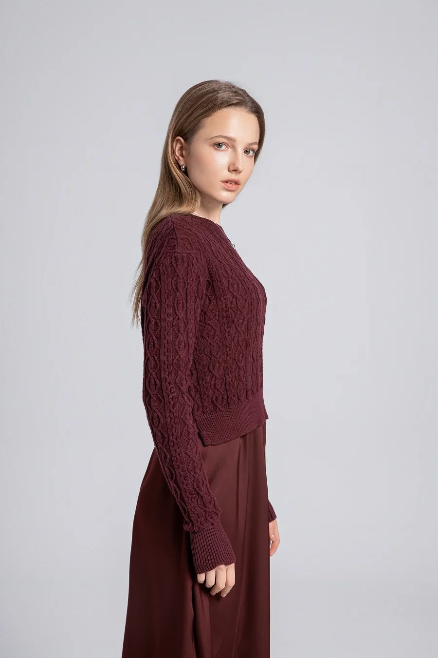 Cable-Knit Hoodie + Satin Slip Dress Set (Winter Edition)