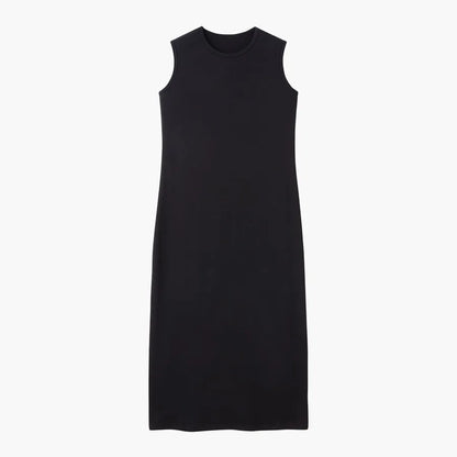 Ribbed Cardigan + Ankle-Length Maxi Dress Set (Natural Fiber Blend)