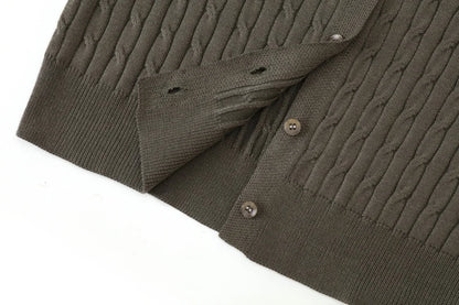 Cable-Knit Cardigan + Ribbed Mockneck Maxi Dress Set